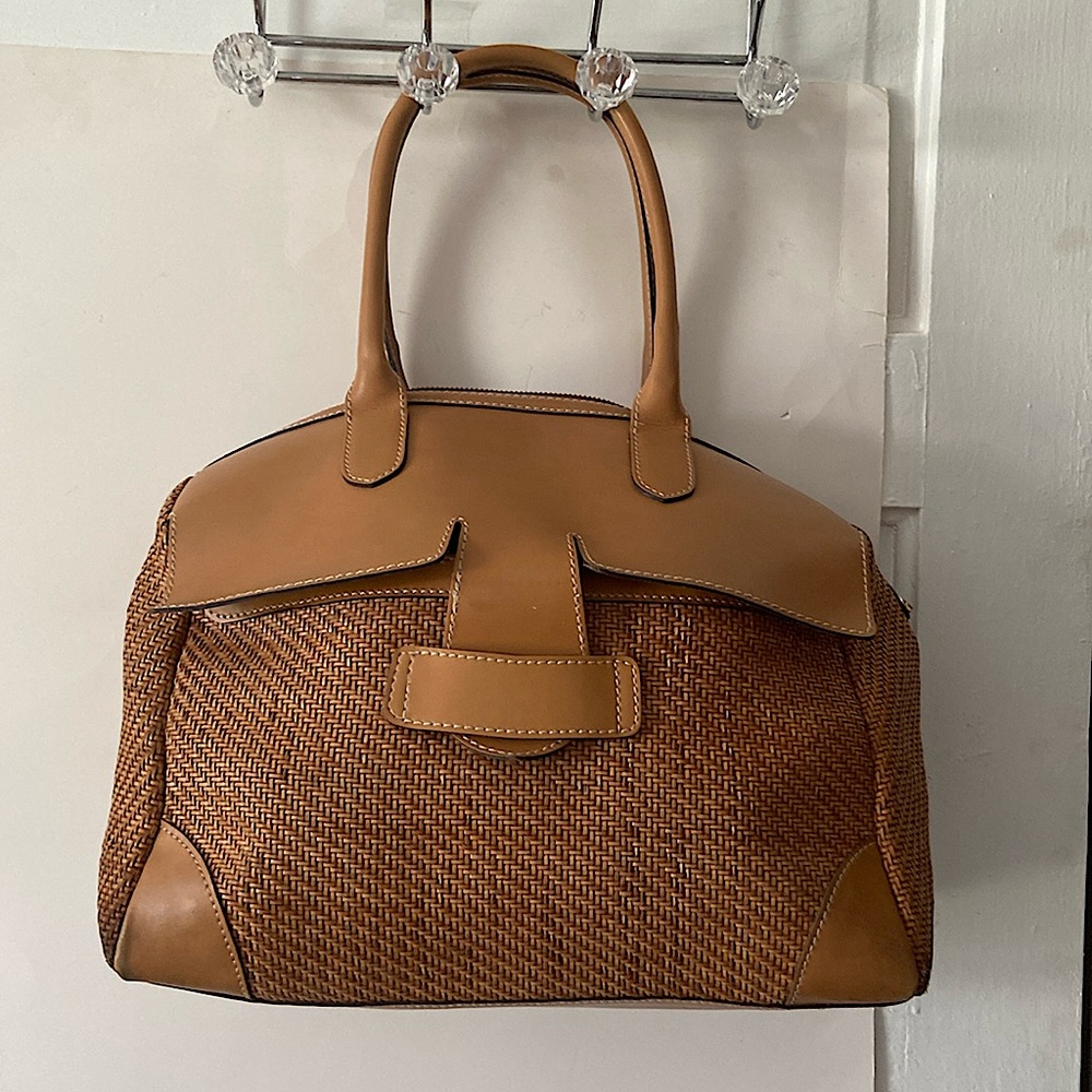 Dimoni woven/ genuine, leather  handbag